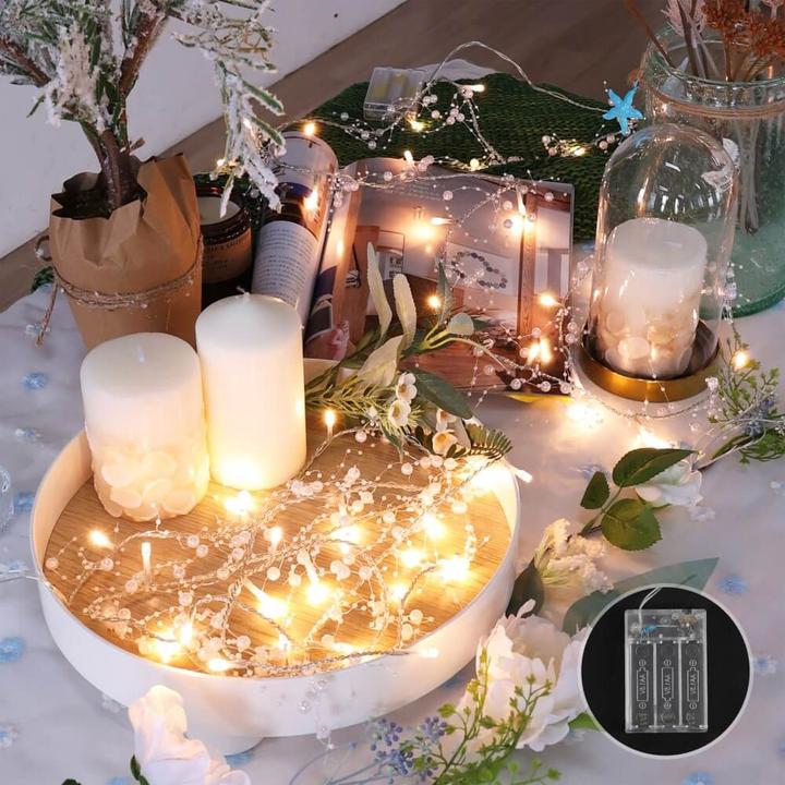 Image du produit Cover-Discount Guirlande lumineuse de Noël LED avec perles artificielles (3 m)