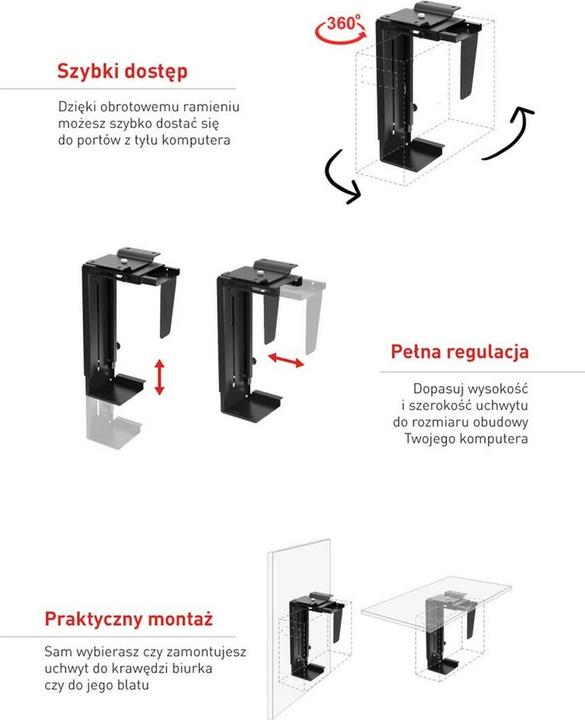 Produktbild Maclean MC-713 B MC-713 B Einstellbare Untertisch-/Wand-CPU-Halterung