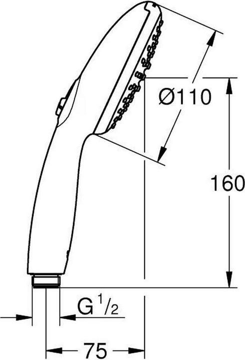 Image du produit Grohe Vitalio Start 110 QuickFix Douchette à main, inverseur de jet intelligent, 2 types de jets, chromé (2 Types de jets, 13.50 l/min)