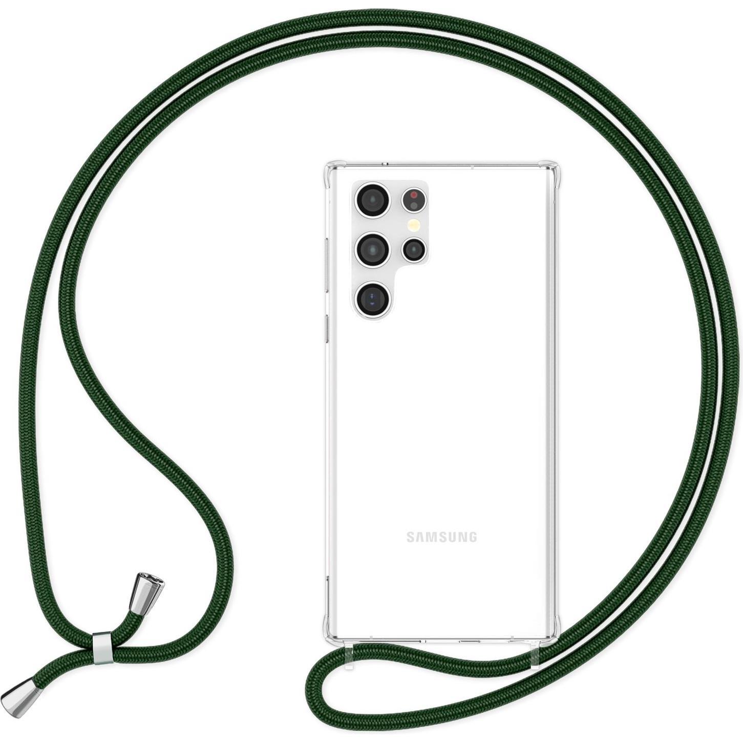 Nalia Klare Hybrid Hülle mit Kette zum Umhängen, Handykette, Grün
