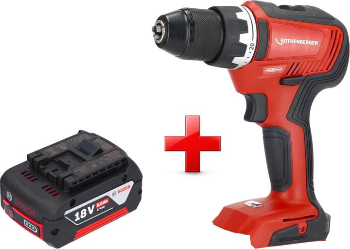 Produktbild Rothenberger RO DD55 Akku Bohrschrauber 18 V 55 Nm Brushless AMPShare + 1x Akku 5,0 Ah - ohne