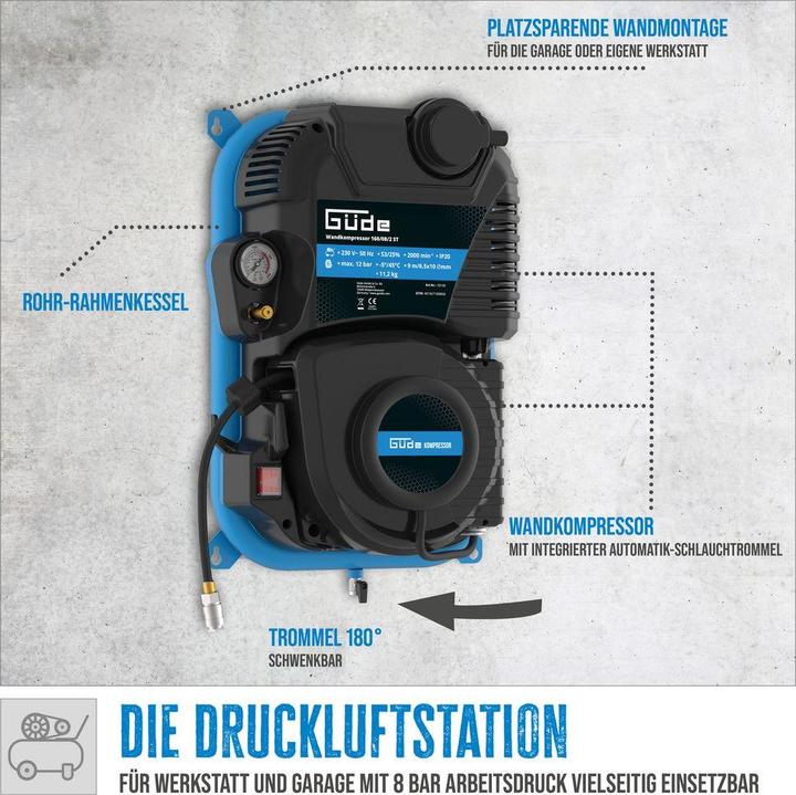 Actual product image Güde Wandkompressor (2 l, 8 bar)