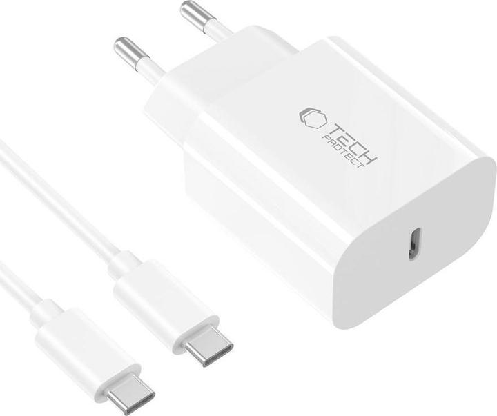 Produktbild Tech-Protect NC20W PD20W USB-C wall charger with USB-C cable - white (20 W, 1 Port)
