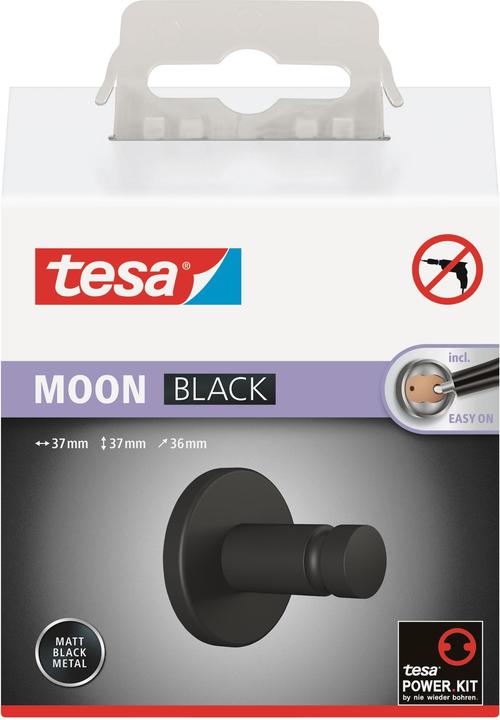 Actual product image tesa MOON BLACK Towel hook incl. adhesive solution without drilling