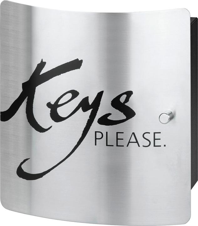 Immagine prodotto Burg Wächter Cassetta portachiavi con motivo "Keys PLEASE", 10 ganci Sportello in acciaio inox con scritte
