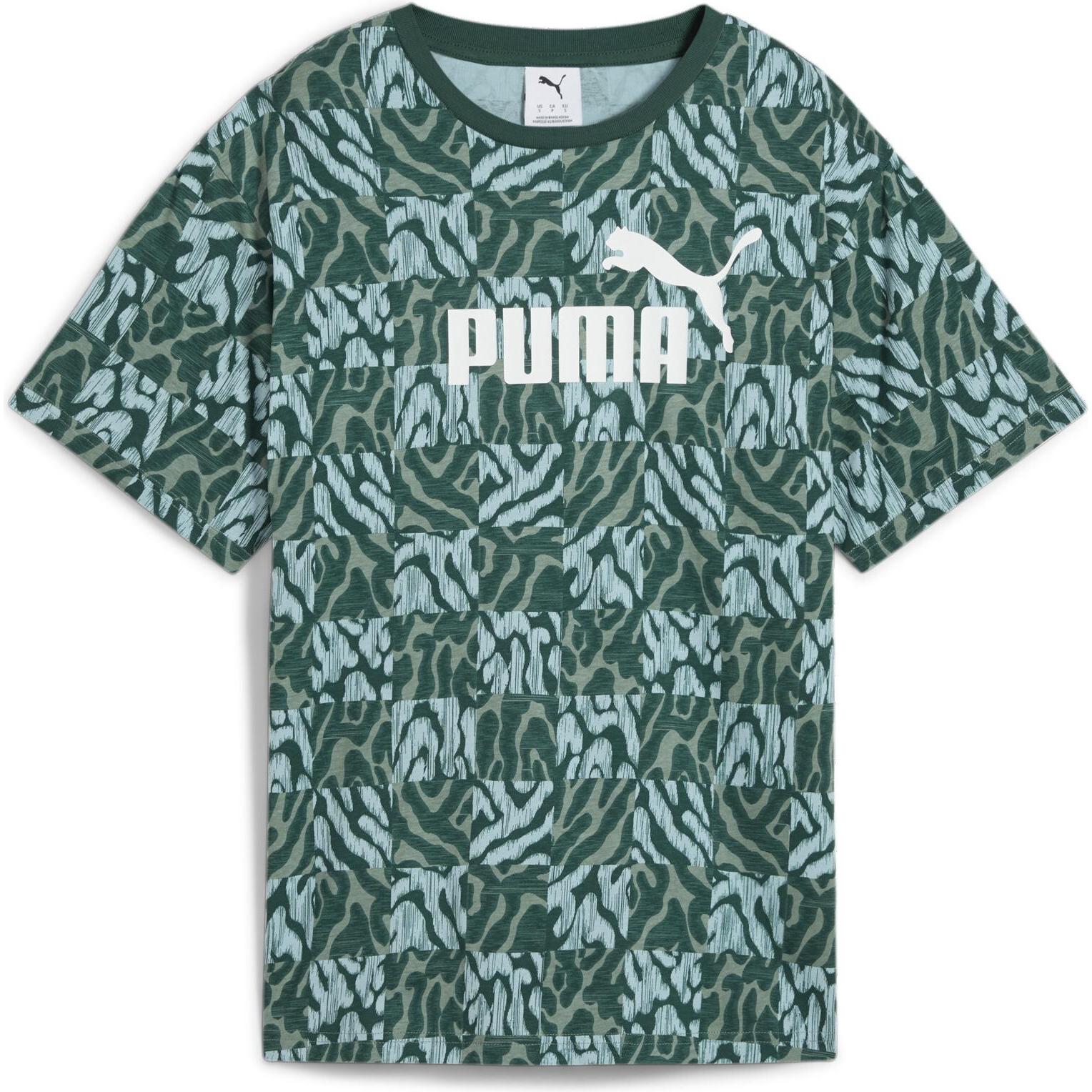 Puma, Damen, Sportshirt, ESS GRAPHIC Relaxed AOP Tee (M), Grün, M