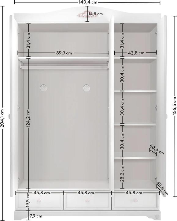 Immagine prodotto Cilek Armadio Rustik 3 porte (140 cm)