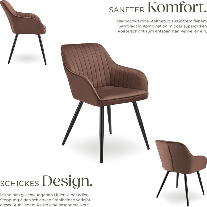 Produktbild tectake Stuhl Marilyn, Samtoptik, gesteppt