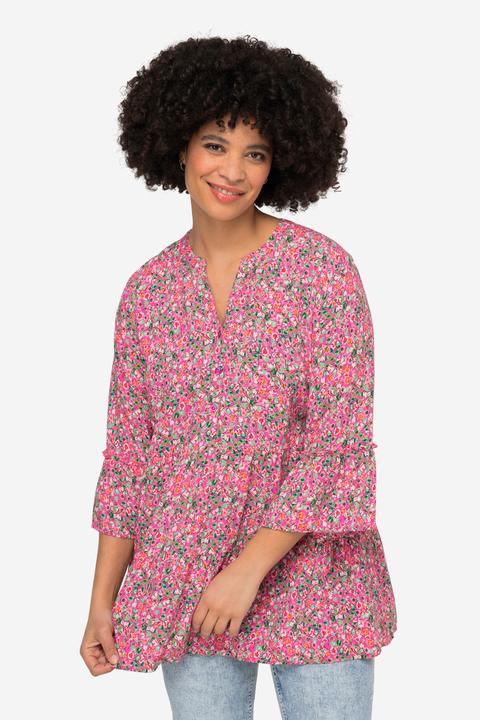 Actual product image Angel of Style All-Over Print 3/4-Sleeve Tunic Blouse with Tunic Neckline (50)