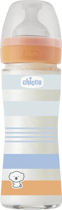 Produktbild Chicco Babyfläschchen, Glas, 0% BPA, 240 ml, physiologischer Sauger Silikon, 1 Loch, langsamer Fluss - BLUE (240 ml)