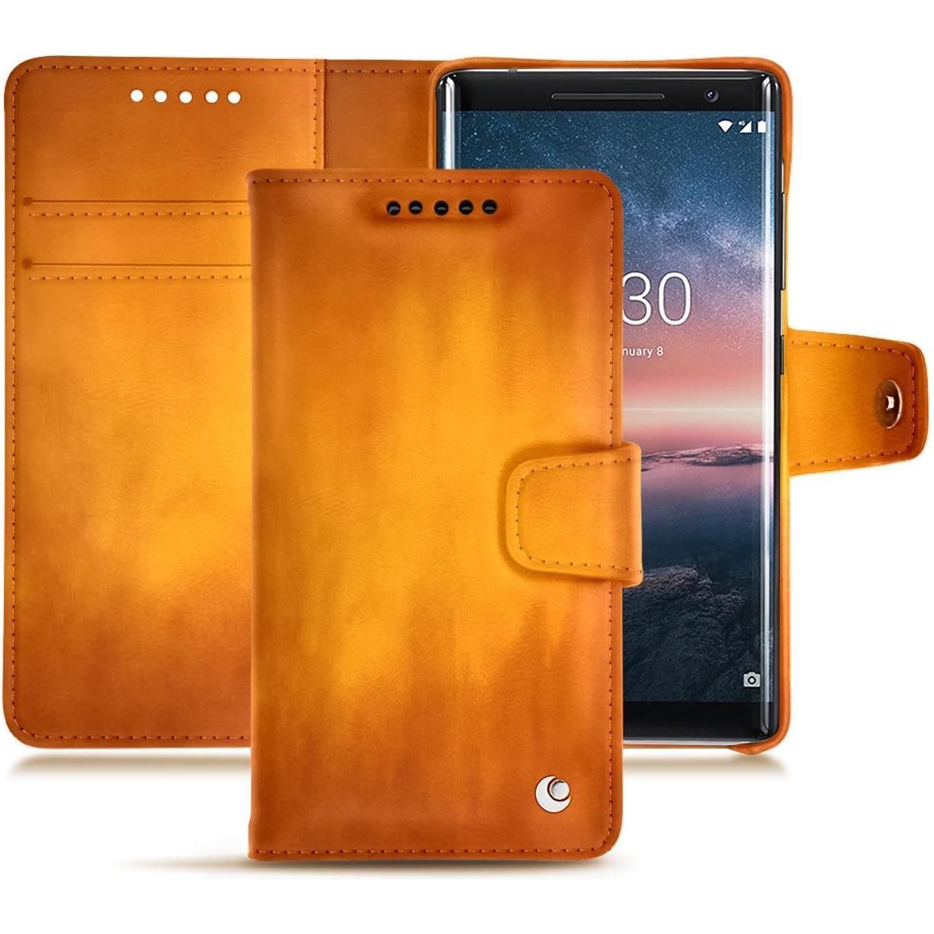 Noreve Lederschutzhülle Wallet (Nokia 8 Sirocco), Smartphone Hülle, Orange