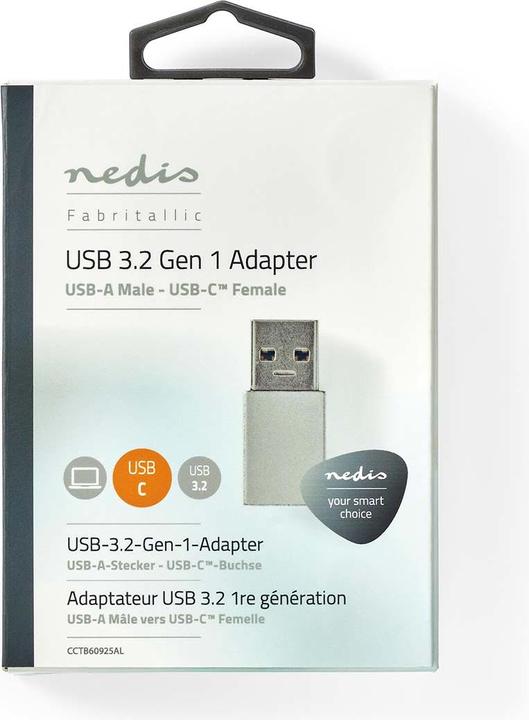 Immagine prodotto Nedis Adattatore da USB-A a USB-C, 5Gbps - Argento (USB-A, USB tipo C)