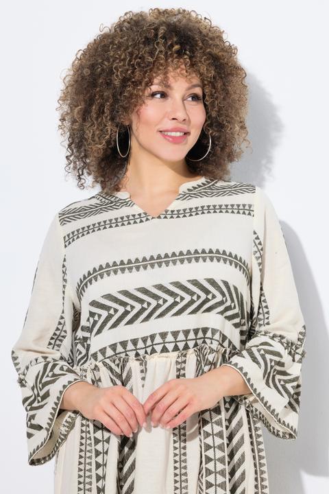 Produktbild Ulla Popken Kaftan-Kleid, Volants, A-Linie, 3/4-Arm (56)