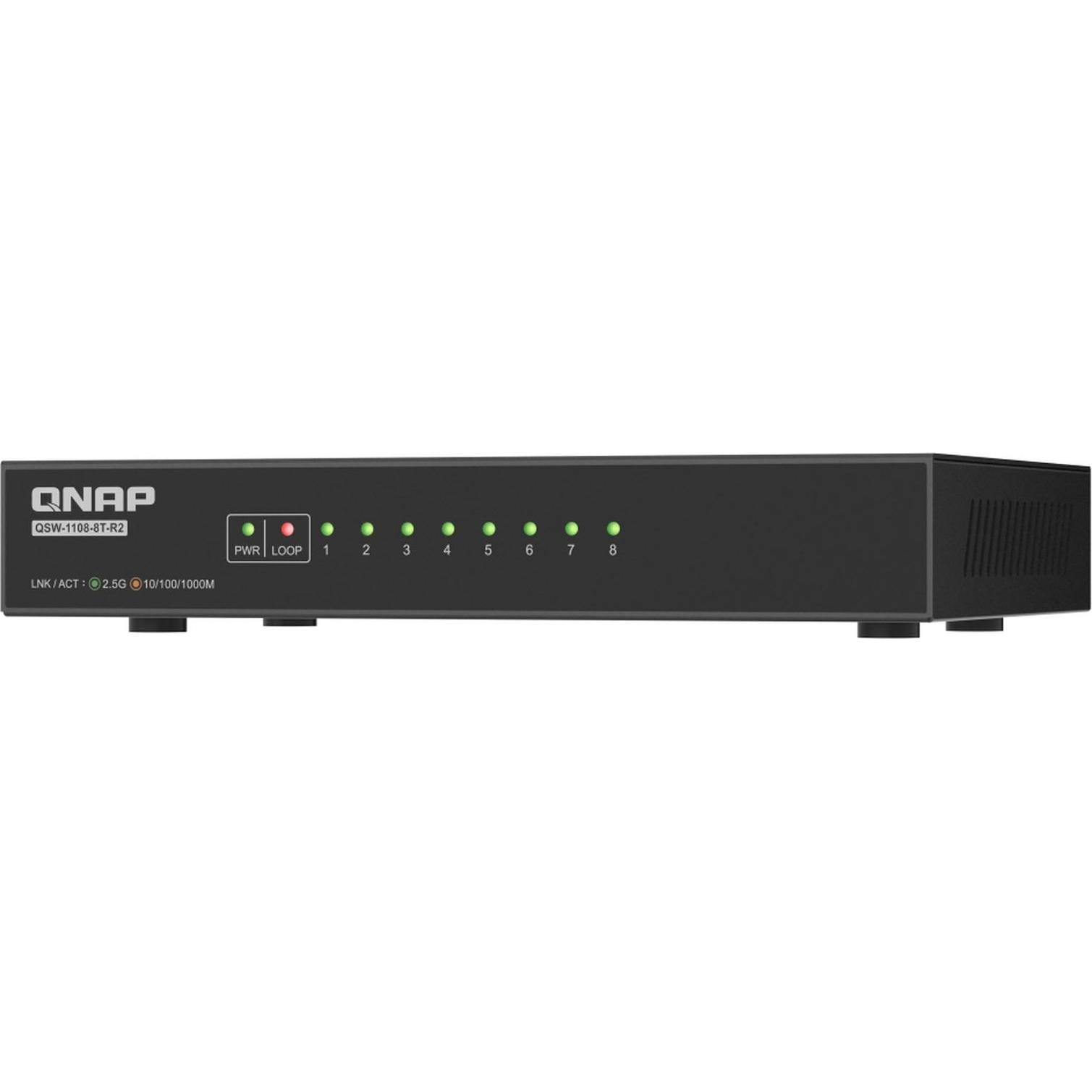 QNAP QSW-1108-8T-R2 8 port 2.5Gbps auto nego (8 Ports), Netzwerk Switch, Schwarz