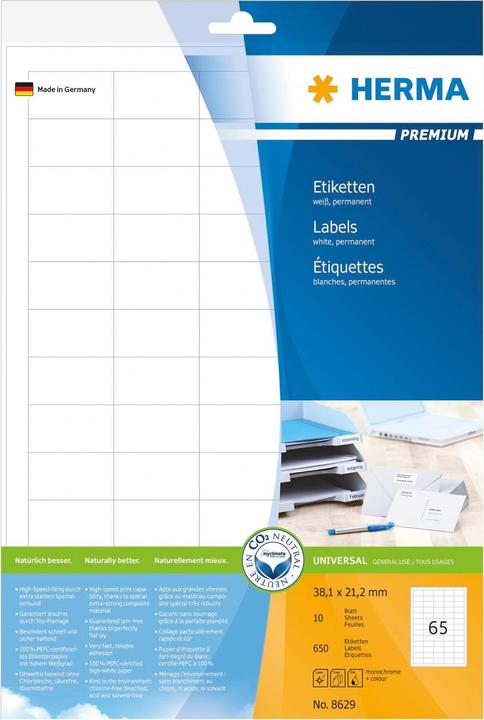Produktbild HERMA Universal Etiketten A4