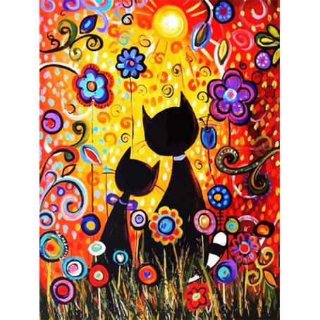 Magni Diamond Painting Katzen mit Blumen 30x40cm