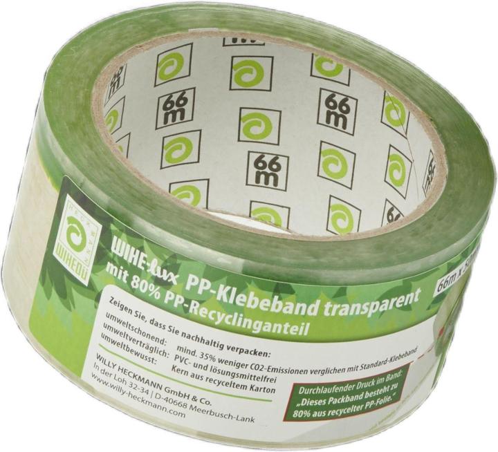 Wihedü Packband WIHE-lux Dieses Packband besteht zu 80% aus recycelter PP-Folie transparent 50,0 mm (500 mm)