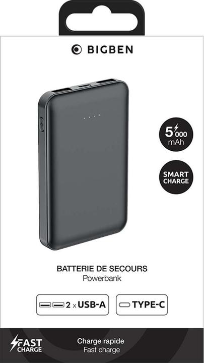 Actual product image Bigben Connected BBC PB Poly 5000 mAh Black 1USBA+1USBC (5000 mAh, 10 W, 18.50 Wh)