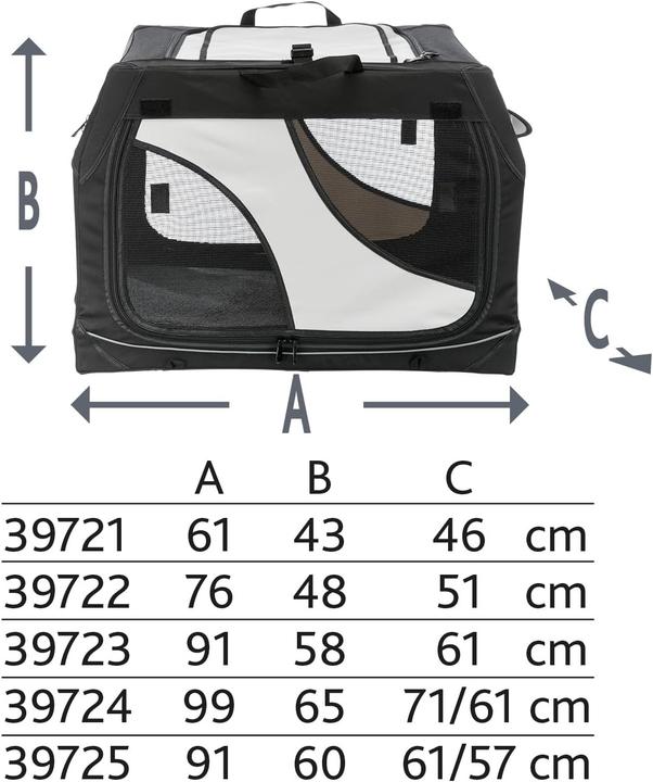 Produktbild Trixie Transportbox Vario 50 (Hund, Atmungsaktiv, Komplett zu öffnen, Reflektoren, Waschmaschinenfest)