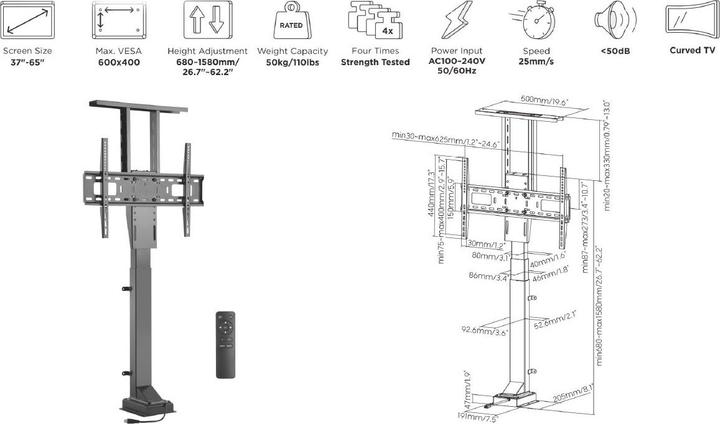Produktbild equip Pro Aufstellung für LCD TV (motorisiert) (65", 50 kg)