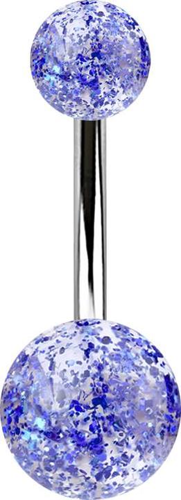 Immagine prodotto Star Piercing Banana argento con due sfere glitterate blu scuro (Materiale sintetico, senza ottone, Acciaio chirurgico 316L)