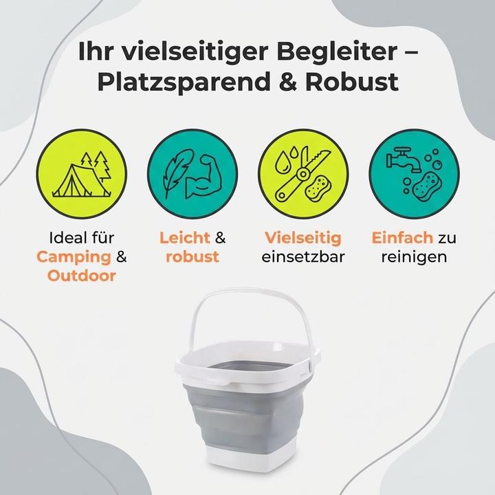 Produktbild König Design Eimer faltbar Falteimer Putzeimer Wassereimer Camping Campingeimer Angeleimer (10 l)