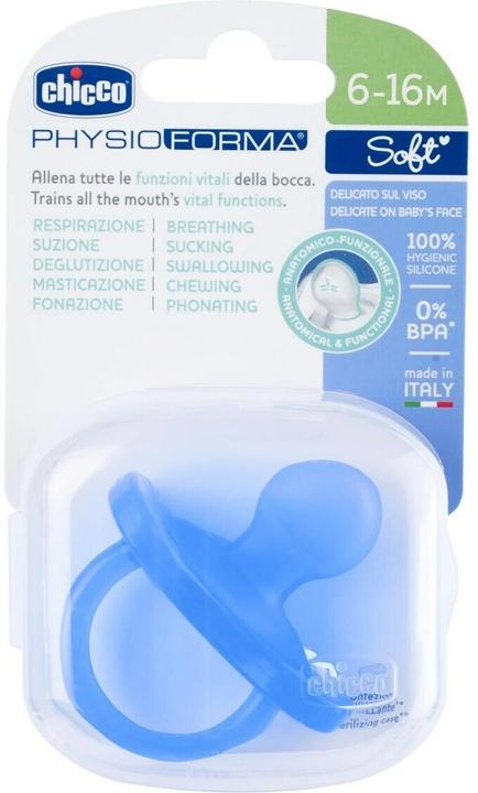 Actual product image Chicco Physiological soother PHYSIOFORMA SOFT, BLUE, silicone, 1 piece - 6-16m (1 x, from 6 m.)