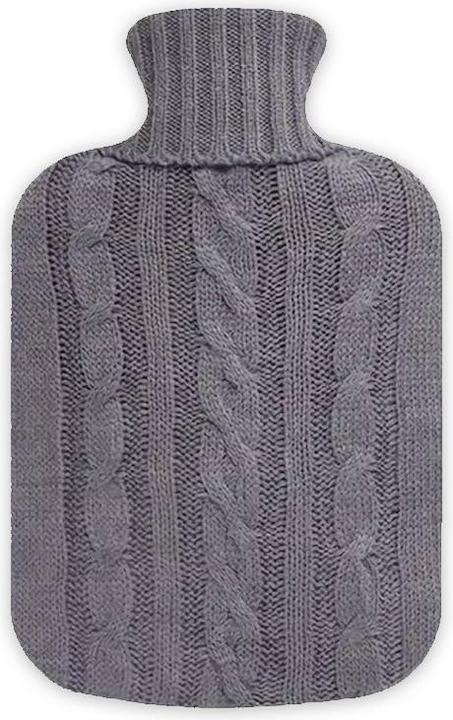 Immagine prodotto ASMI Bottiglia dell'acqua calda, bottiglia da letto con copertura in maglia, 2 litri (2 l, Fiaschetta da letto con coperchio)