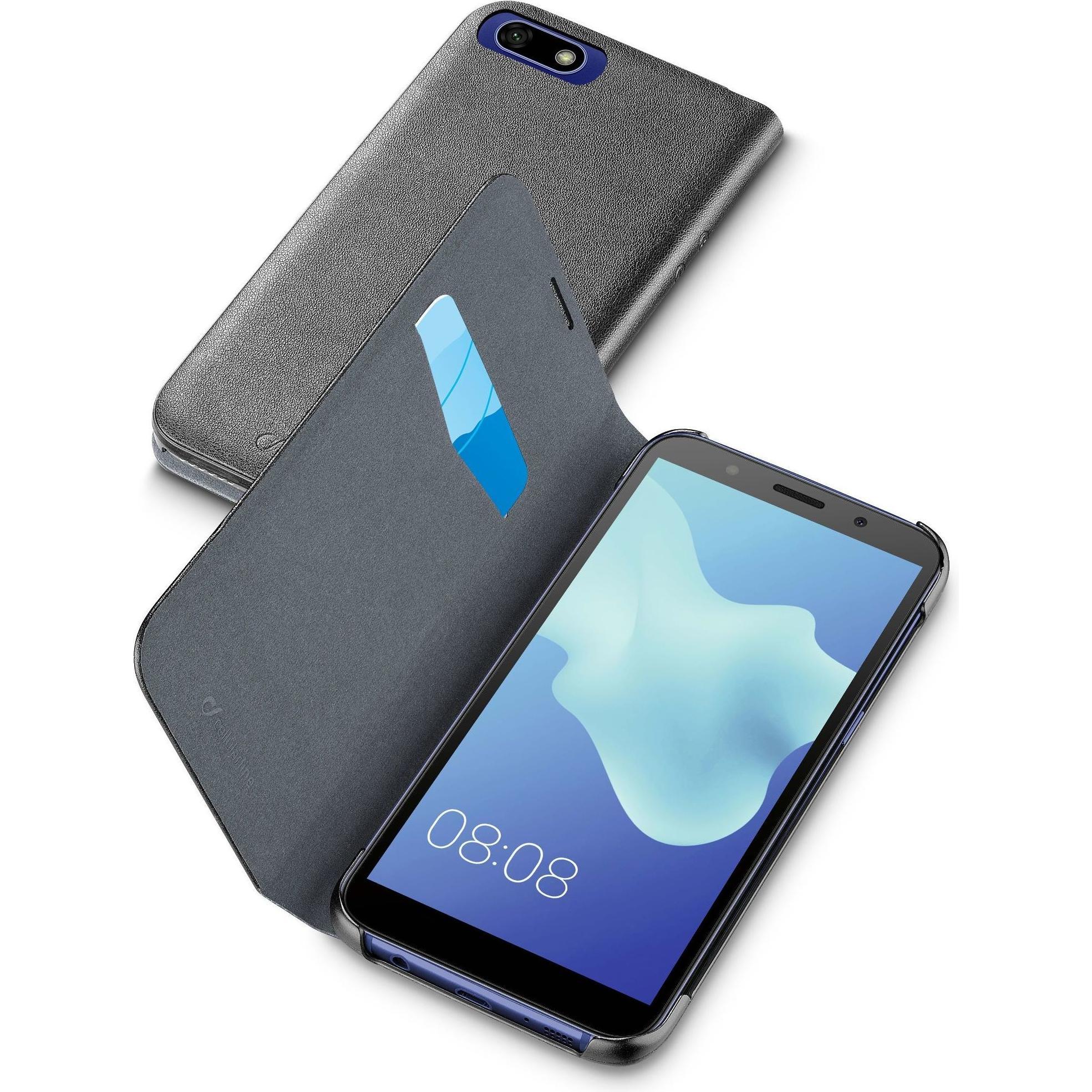 Cellularline Book Flip Case, Huawei Y5 2018 / Honor 7S, Black (Huawei Y5 (2018), Huawei Y5 Prime 2018, Onore 7s), Cover smartphone, Nero