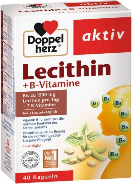 Actual product image Queisser Pharma Double Heart Lecithin + B-Vitamins, 40 Capsules (40 Piece, Capsules, 41.60 g)