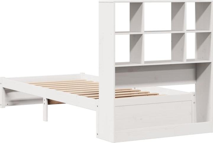 Produktbild vidaXL Massivholzbett Holzbett Bett mit Regal ohne Matratze 90x200cm Kiefernholz (90 x 200 cm)