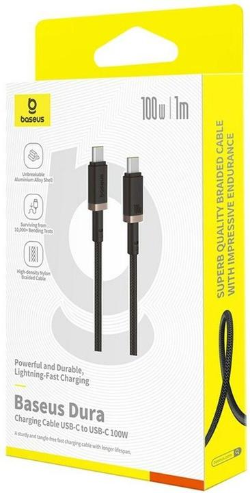Immagine prodotto Baseus Dura Cavo di ricarica rapida da Tipo C a Tipo C 100 W da 1 m Nero Oro (1 m, USB 3.2 Gen 1, 100 W)