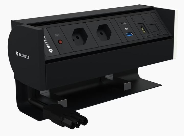 Produktbild IB Connect PRISMA Steckdoseneinheit sw 2x Typ 13 1x USB-A/C 1x RJ45 1x HDMI (3x, HDMI, RJ45, Typ 13)