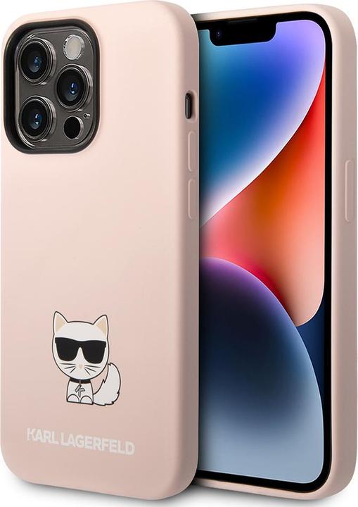 Produktbild Karl Lagerfeld Silicone Cover Choupette Body Logo Pink, f??r Apple iPhone 14 Pro, KLHCP14LSLCTBK (Apple iPhone 14 Pro)