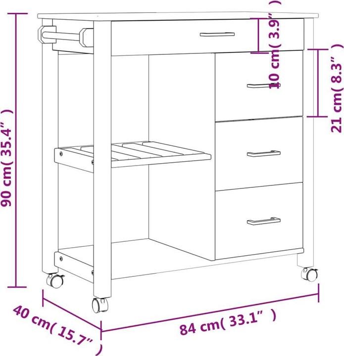 Produktbild vidaXL Küchenwagen