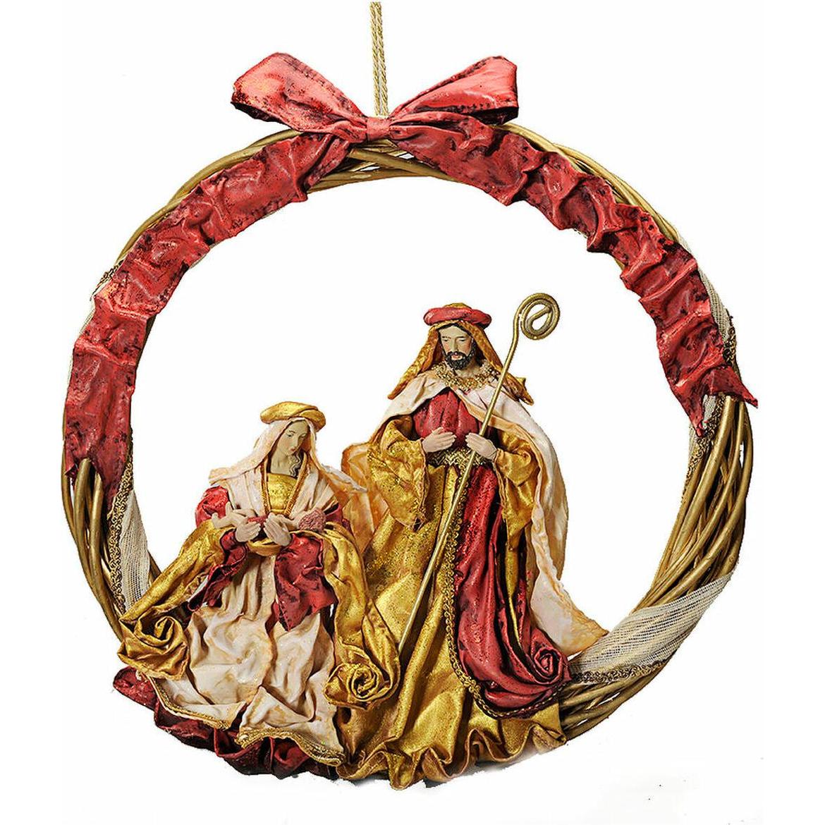 DKD Home Decor, Decorazioni per albero di Natale, Christmas bauble Red Golden Plastic Crown 50 x 5 x 50 cm (1x)