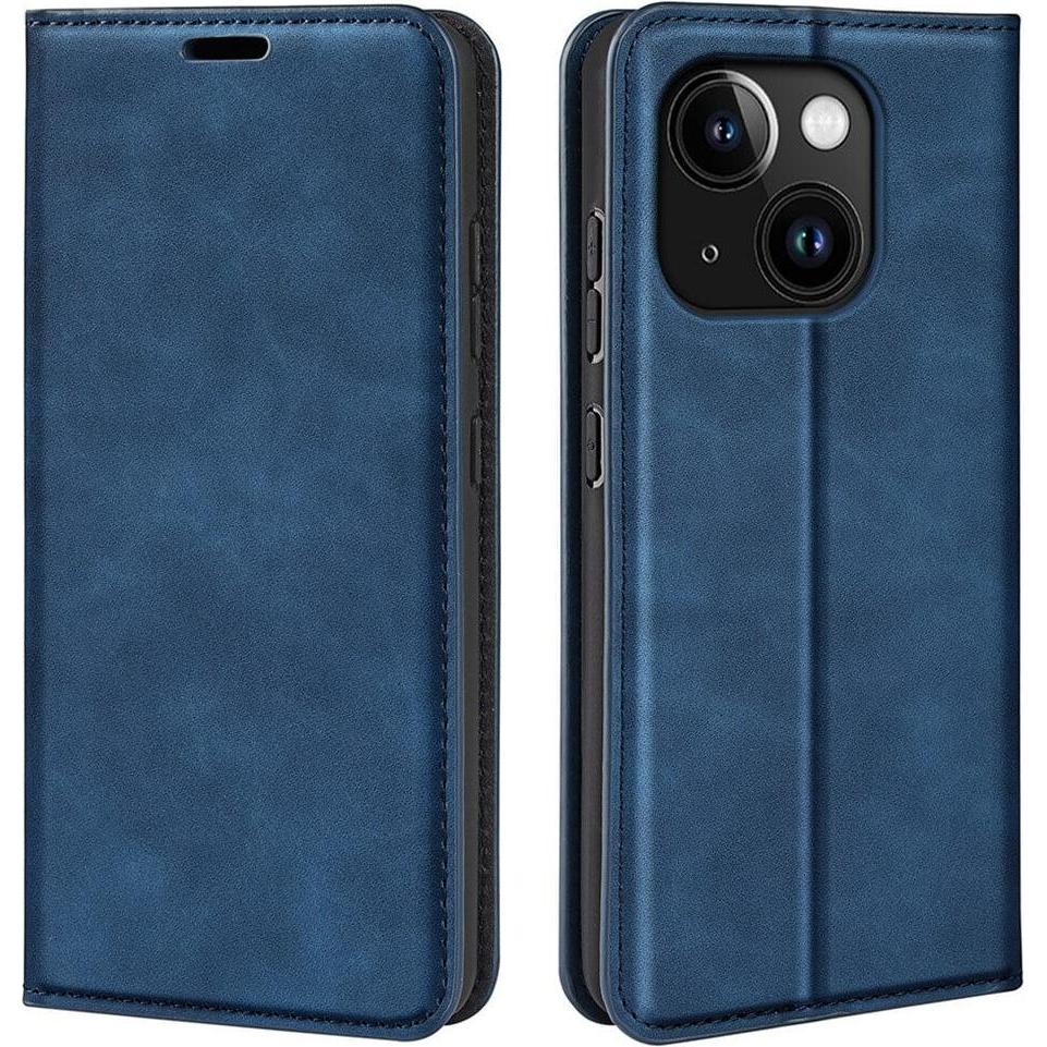 Cover-Discount iPhone 15 - Stand Flip Case Hülle blau (Apple iPhone 15), Smartphone Hülle, Blau