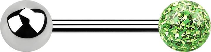 Image du produit Star Piercing Barbell argent avec boule et cristal boule vert clair époxy de protection (sans laiton, Acier chirurgical 316L)