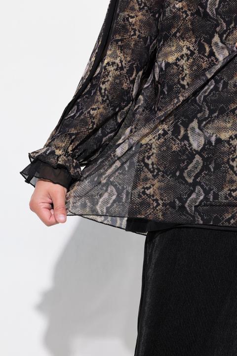 Produktbild Miamoda Bluse, Mesh mit Alloverdruck, weiter Langarm (50)