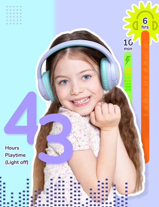 Image du produit Iclever BTH18 Headphones Kids LED C10-2083N-02 BT, 74/85 dB, 43h, purple