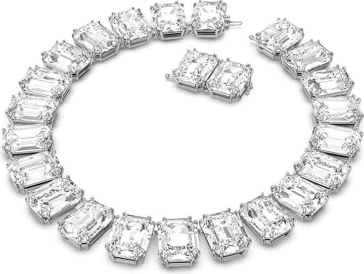 Actual product image Swarovski Millenia necklace Oversized crystals Octagon cut White Rodium topcoat Metal No Gemstone (Metal)