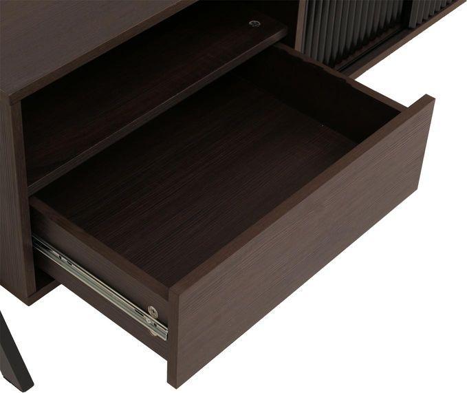 Produktbild Mendler TV-Rack HWC-O40, MDF Metall Melamin 49x120x40cm – Walnuss-Optik