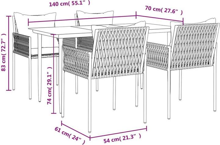Produktbild vidaXL Garten Essgruppe (140 x 70 x 74 cm)
