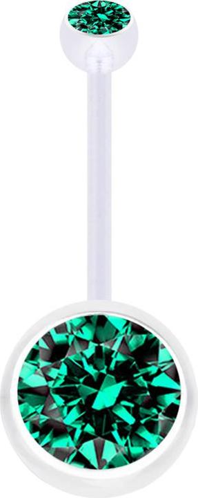 Immagine prodotto Star Piercing Banane Schwangerschaft transparent mit zwei Kugeln Kristall gross türkis (Materiale sintetico, senza ottone)