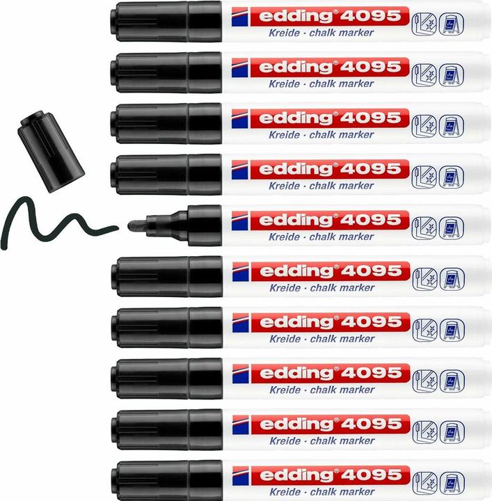 Image du produit Edding Marqueurs craie liquide 4095 noir (10 pièces) (Noir, 3 mm, 10 x)