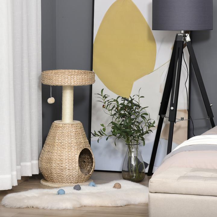 Image du produit PawHut Arbre à chat avec grotte (82.50 cm, Jaune)