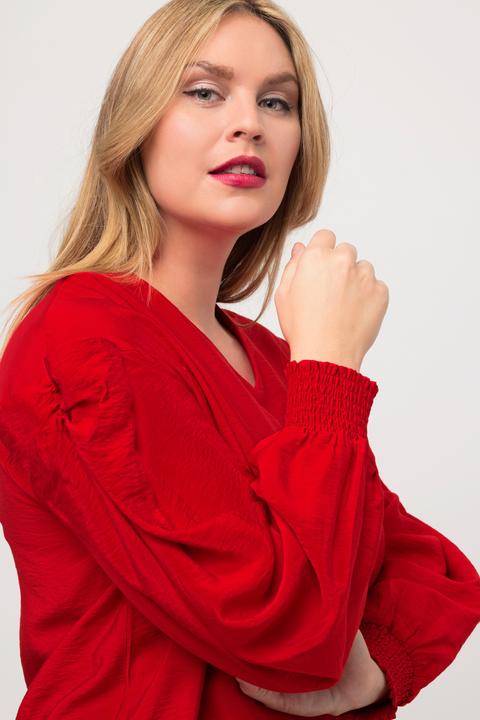 Actual product image Ulla Popken Cutout Bow Sleeve V-Neck Blouse (54)