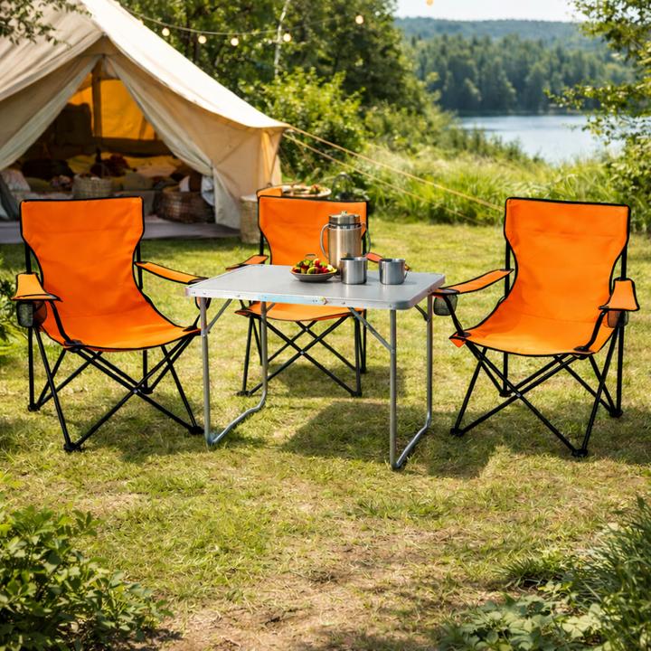 Produktbild Mojawo 4-teiliges Campingmöbel Set orange Tisch+Campingstühle mit Tasche
