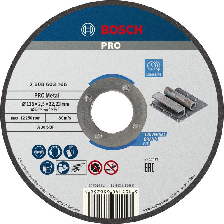 Immagine prodotto Bosch Professional Zubehör PRO Disco da taglio per metallo, 125 x 2,5 x 22,23 mm