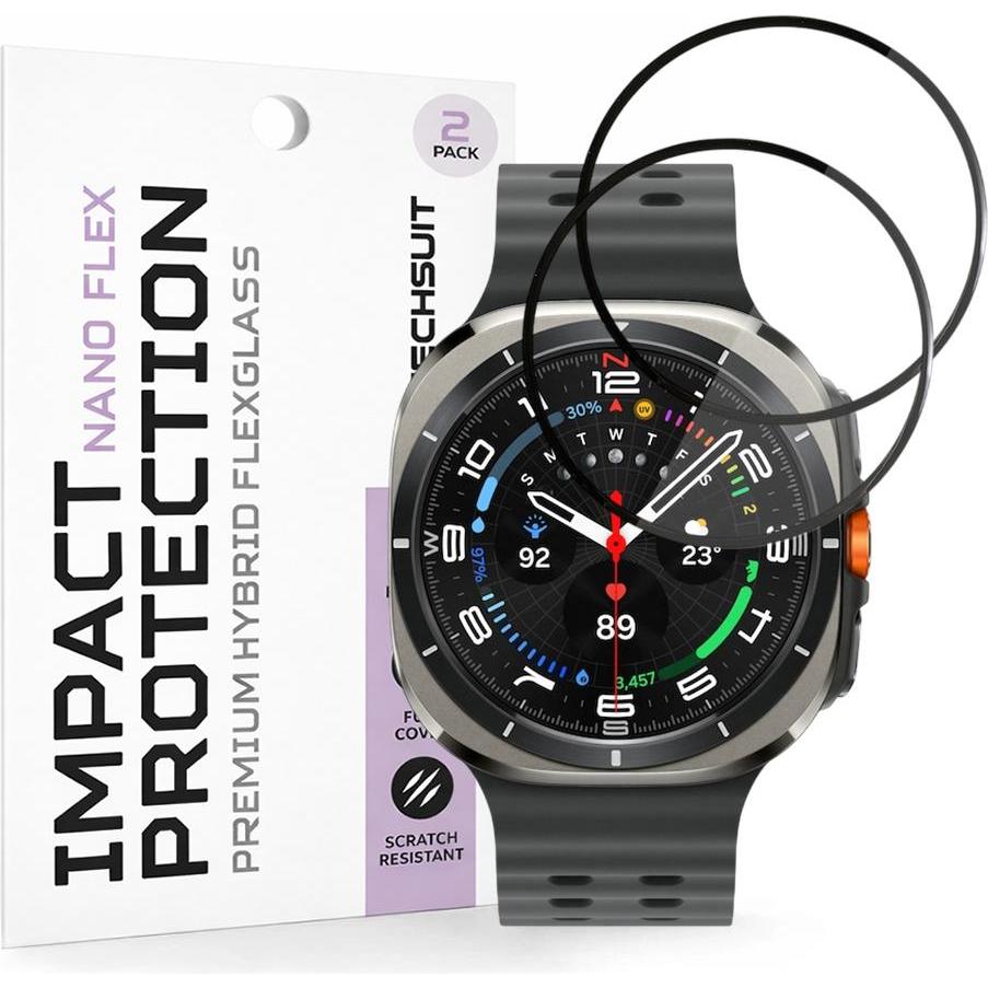 Techsuit - Nano Flex (2 pack) - Samsung Galaxy Watch Ultra 47mm - Black, Accessori per smartwatch, Nero
